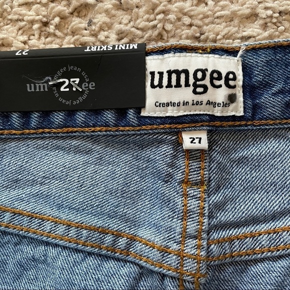 Umgee 27 (US 5) Mini Skirt Jean Denim Distressed Raw Hem Button Fly NEW - Picture 7 of 8